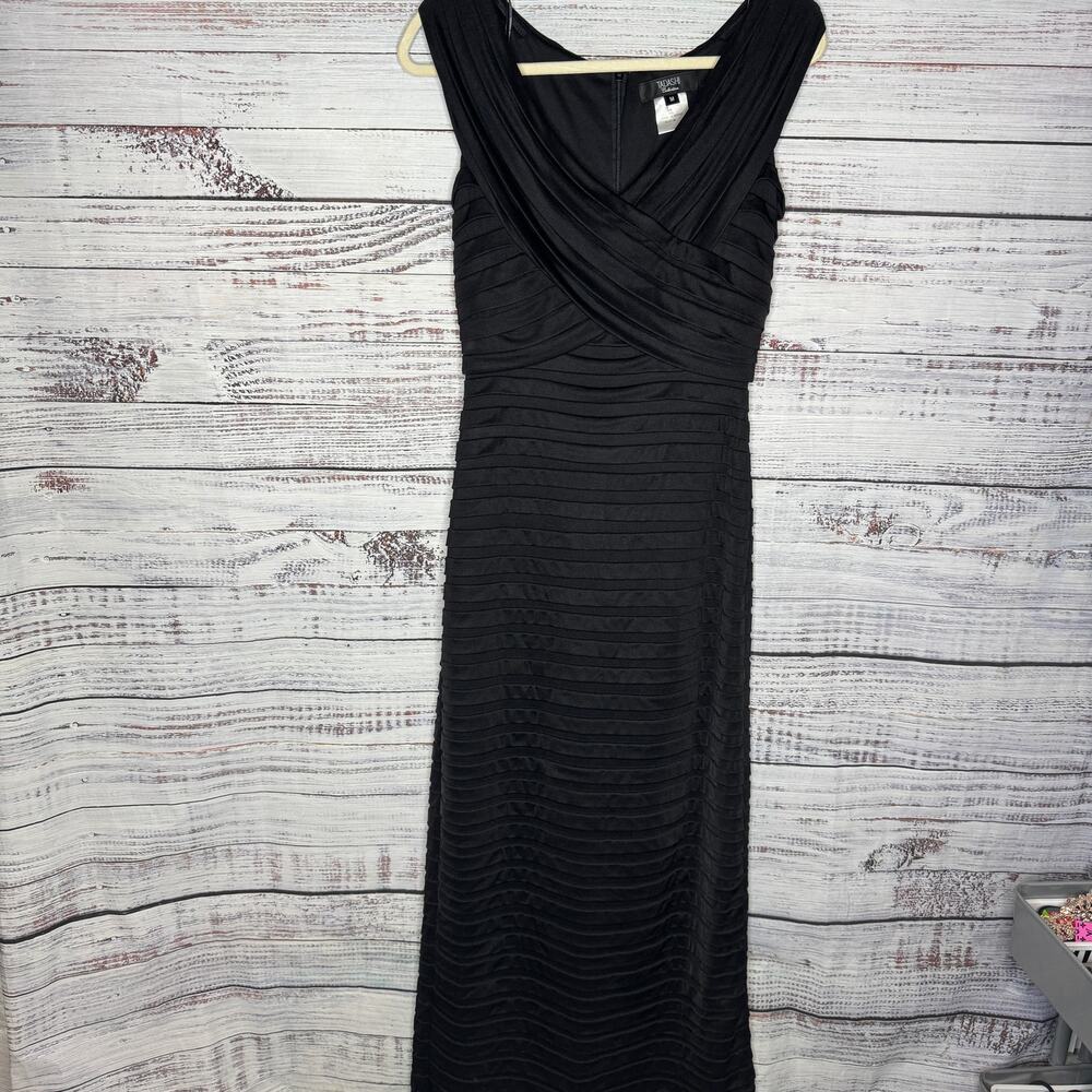 Tadashi Collection Black V-Neck Layered Maxi Dress Med